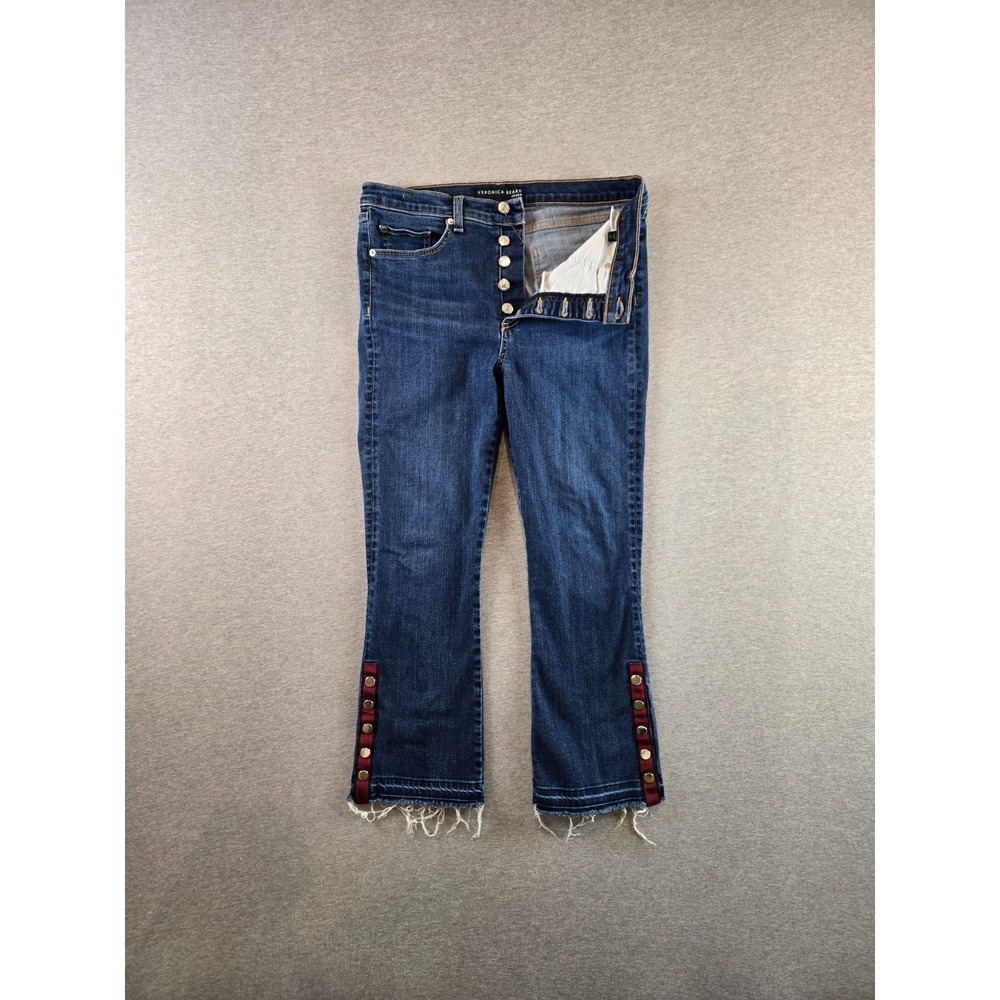 Veronica‎ Beard Jeans Womens 31 Dark Sea Blue Carolyn 10" Baby Boot Cut Denim